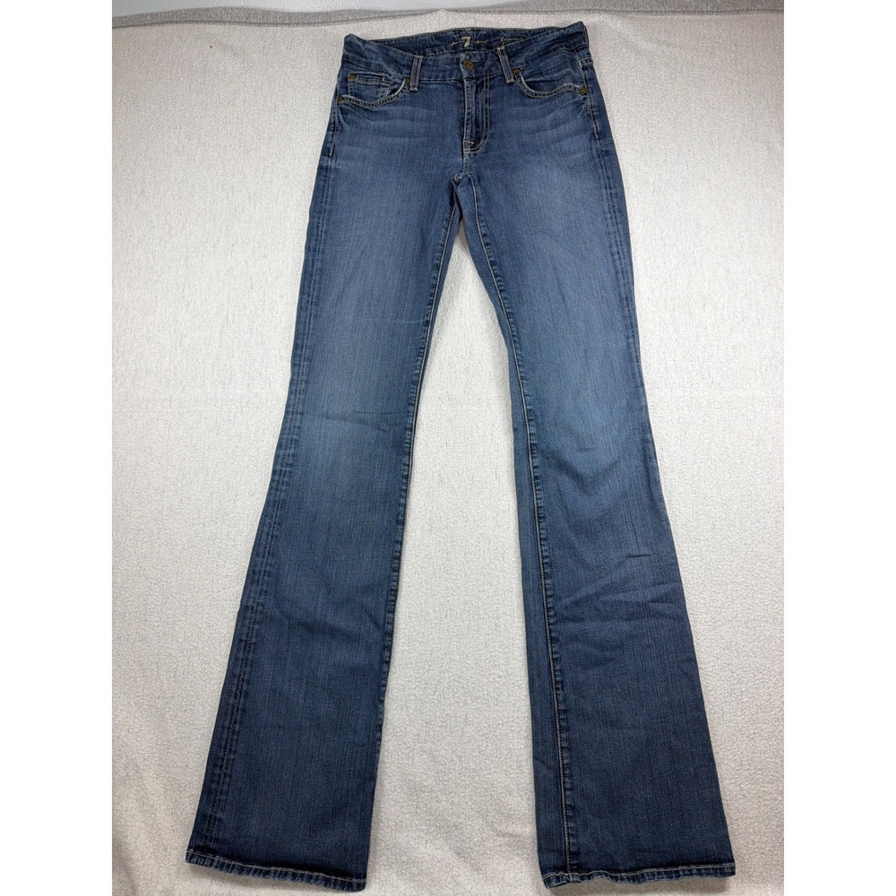 7 For All Mankind Kimmie Bootcut Jeans Blue Wash Low Rise Size 27 Squiggle Denim